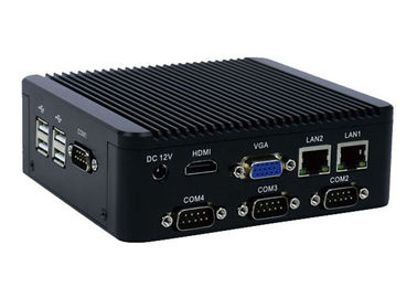 Buon prezzo 4 computer incastonato Fanless 6 USB del mini PC Fanless industriale di COM RS232 per il terminale dell'uscita dell'entrata online
